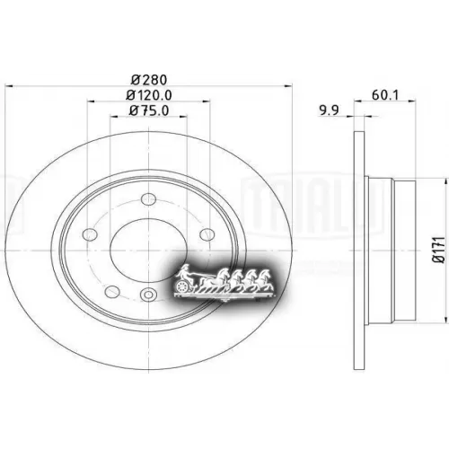 Диск Тормозной Bmw 3 E36 316-323 90-98/E46 316-318 98-05 Задний D 280Мм. Trialli DF 270058