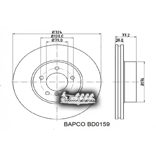 Диск Тормозной Bmw 5 (E60/E61) 03- Перед. Вент. BAPCO 