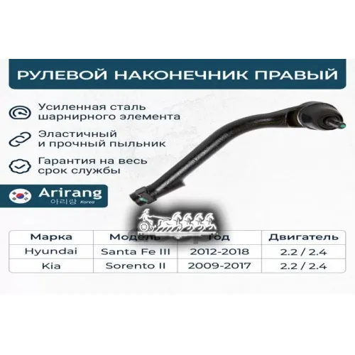 Наконечник Рулевой Тяги Hyundai/Kia Santa Fe/Sorento 12- Прав. Arirang 
