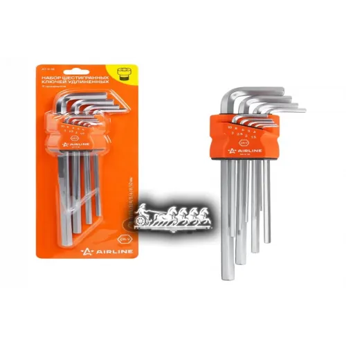 Набор Шестигранных Ключей Удлинённых 9 Предметов (1.5.2.2.5.3.4.5.6.8.10Мм) Пласт.подвес (At-9-18) AIRLINE 