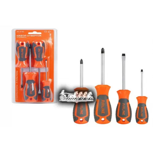 Набор Отверток 4 Предмета (Sl3*0.8*75Мм.sl5.5*1*100Мм.ph1*75Мм. Ph2*100Мм) Блистер AIRLINE 