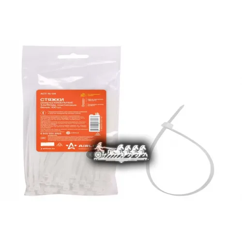 Стяжки (Хомуты) Кабельные 3,6*150 Мм, Пластиковые, Белые, 100 Шт. AIRLINE 