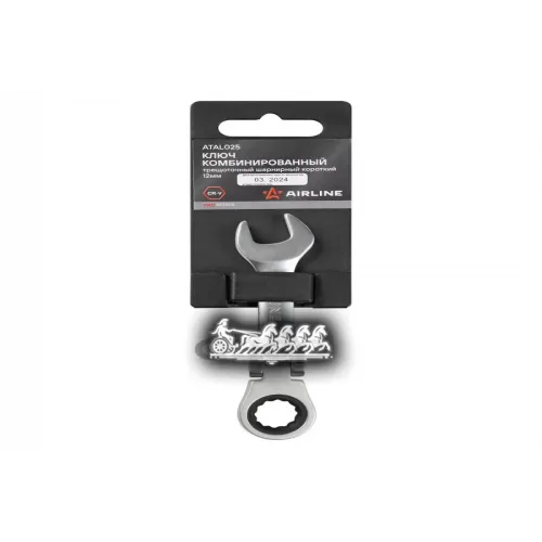 Ключ Комбинированный Трещоточный Шарнирный Короткий 12Мм Pro Пласт.подвес AIRLINE 