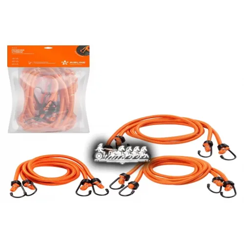 Резинки-Стяжки Набор 6 Шт.  2 Шт.-60См. 2Шт.-80См. 2Шт-100См. D-8 Мм. (Металлические Крючки) AIRLINE 