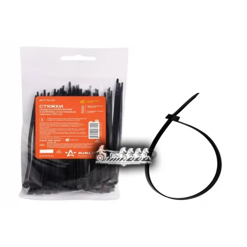 Стяжки (Хомуты) Кабельные 3.6*150 Мм. Пластиковые. Черные. 100 Шт. AIRLINE 