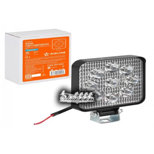 Фара Светодиодная Квадратная 9Led, Направленный Свет, 9Вт, 83Х83х22мм, 12В, Standart AIRLINE 