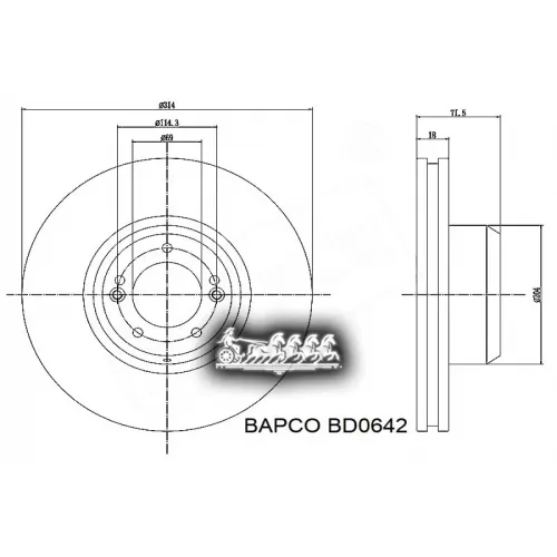 Диск Тормозной Kia Sorento 15- Зад. BAPCO 