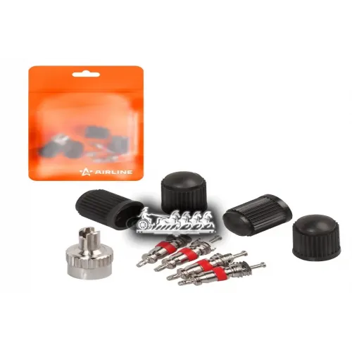 Ремкомплект Для Вентилей (4 Золотника 4 Пласт.колп 1 Ключ) В Пакете AIRLINE 