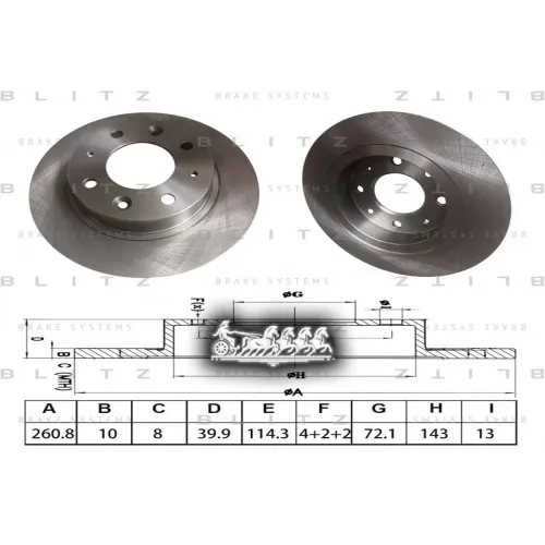 Диск Тормозной Kia Carens/Clarus 96- Задн. (Мин. 2 Шт.) Blitz 