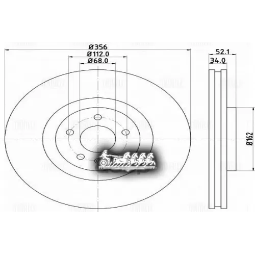 Диск Тормозной Audi A6 (11-)/A7 (10-)/A8 (10-) Перед. D=356 Trialli 