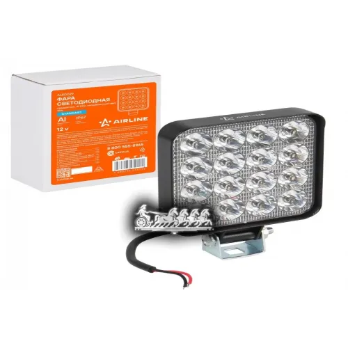 Фара Светодиодная Квадратная 16Led, Направленный Свет, 16Вт, 83Х83х22мм, 12В, Standart AIRLINE 