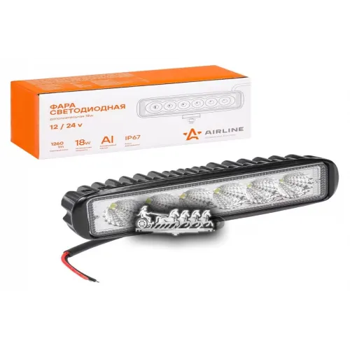 Фара Светодиодная Прямоугольная. 6 Led Рассеянный Свет. 18W (157Х42х40) 12/24V AIRLINE 