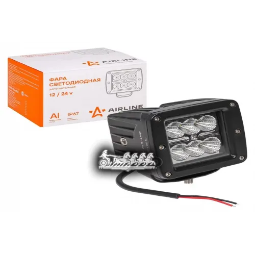 Фара Светодиодная Квадратная. 6 Led Рассеяный Свет. 18W (82Х75х75) 12/24V AIRLINE 