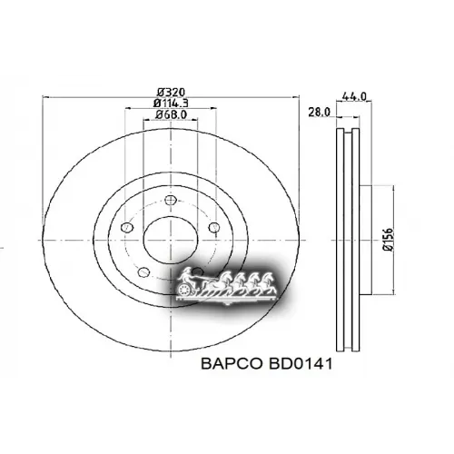 Диск Тормозной Nissan Qashqai/X-Trail/Juke 07- Перед. Вент. BAPCO 