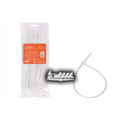 Стяжки (Хомуты) Кабельные 3.6*300 Мм. Пластиковые. Белые. 100 Шт. AIRLINE 