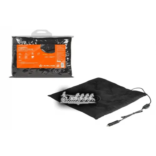 Подушка С Подогревом На Сиденье 12В, 19/26 Вт (41*41 См), Стеганная, Черная AIRLINE 