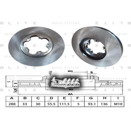 Диск Тормозной Ford Transit 12- Передний D 288Мм. Blitz 