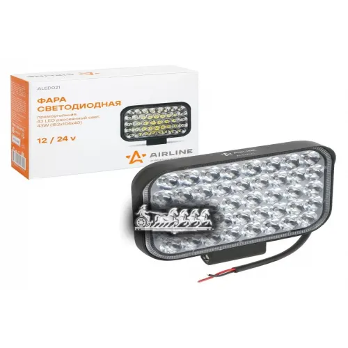 Фара Светодиодная Прямоугольная. 43 Led Рассеянный Свет. 43W (152Х104х40) 12/24V AIRLINE 