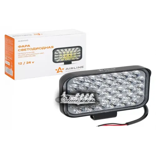 Фара Светодиодная Прямоугольная, 33 Led Рассеяный Свет, 33W (135Х95х38) 12/24V AIRLINE 