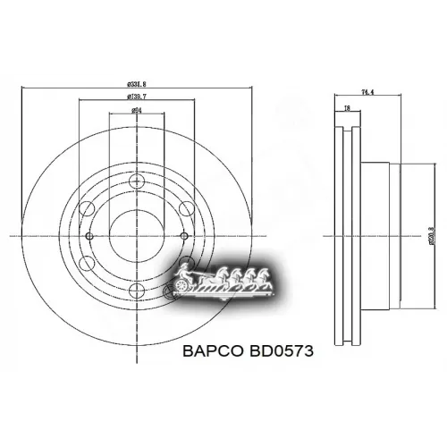 Диск Тормозной Mitsubishi Pajero Iv 17- Задн.вент. BAPCO 