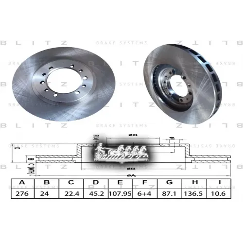 Диск Тормозной Mitsubishi L200/Montero/Pagero Ii/Pajero Sport/Shogun 91- Перед. (Мин. 2 Шт.) Blitz 