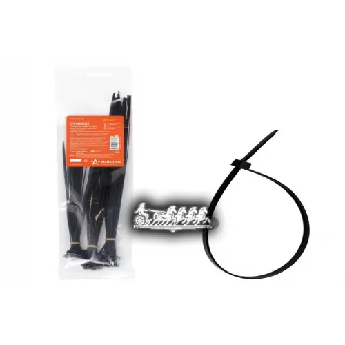 Стяжки (Хомуты) Кабельные. Пластиковые. Набор 60Шт.(3.6*250Мм-20Шт/3.6*300Мм-20Шт/4.8*350Мм-20Шт) AIRLINE 