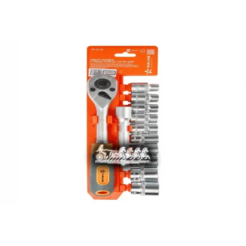 Набор Головок С Трещоткой 1/2 Dr 72Т 12Пр. (10.11.12.13.14.15.17.19.22.24Мм. Удлинитель 125Мм) (At-12-36) AIRLINE 