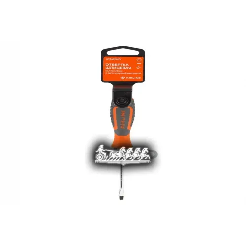 Отвертка Шлицевая Sl4.0x75 С Эргономичной Рукояткой Магнитная Пласт.подвес AIRLINE 
