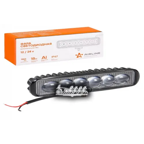 Фара Светодиодная Прямоугольная, 6 Led 4D Линза, 18W (157Х42х40) 12/24V AIRLINE 