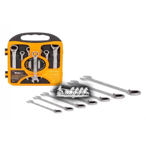 Набор Ключей Комбинированных Трещоточных С Переключателем 7 Предметов (8.10.12.13.14.17.19Мм) Пласт. Пенал. AIRLINE 