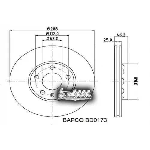Диск Тормозной Audi 100/A4 90- Перед. BAPCO 