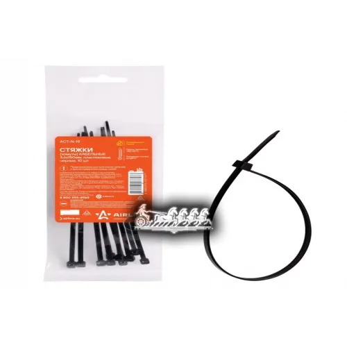 Стяжки (Хомуты) Кабельные 3.6*150 Мм. Пластиковые. Черные. 10 Шт. AIRLINE 