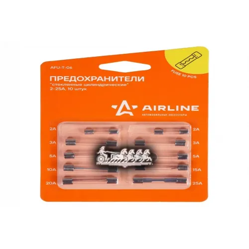 Предохранители Стеклянные Цилиндрические В Блистере (10 Шт. 2-25А AIRLINE 