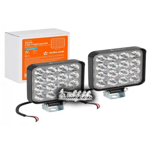 Фара Светодиодная Квадратная 16Led Направленный Свет 16Вт 83Х83х22мм 12В 2Шт. Standart AIRLINE 