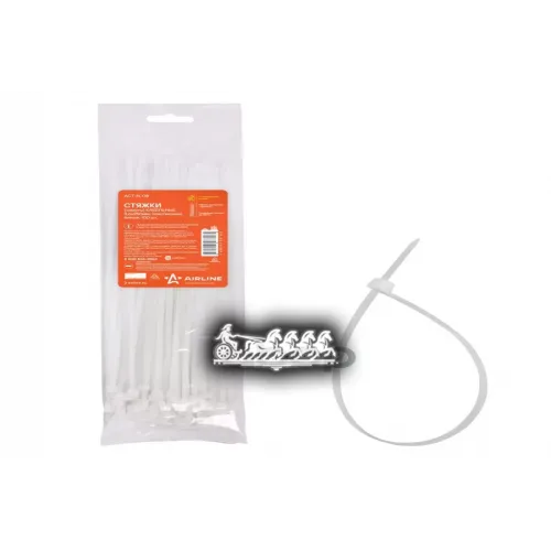 Стяжки (Хомуты) Кабельные 3.6*250 Мм. Пластиковые. Белые. 100 Шт. AIRLINE 