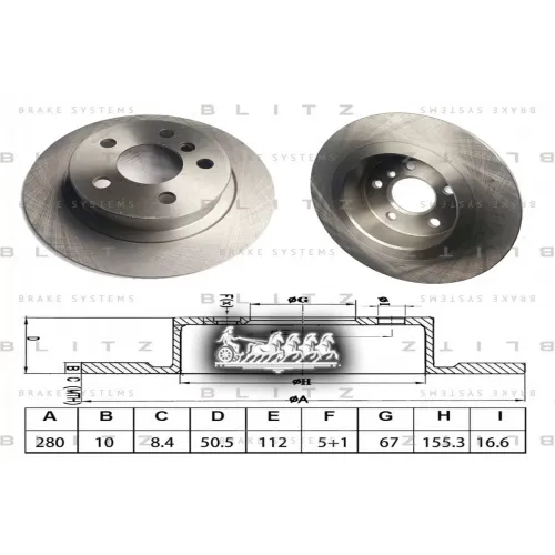 Диск Тормозной Bmw 1(F40)/ 2(F45/F46)/ X1(F48)/ X2(F39) 14- Blitz 