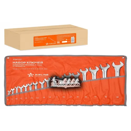 Набор Ключей Комбинированных 17 Предметов (8.9.10.11.12.13.14.15.16.17.19.21.22.24.27.30.32Мм) Сумка AIRLINE 