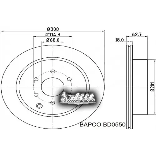 Диск Тормозной Nissan Pathfinder/Navara 05- Задн.вент. BAPCO 