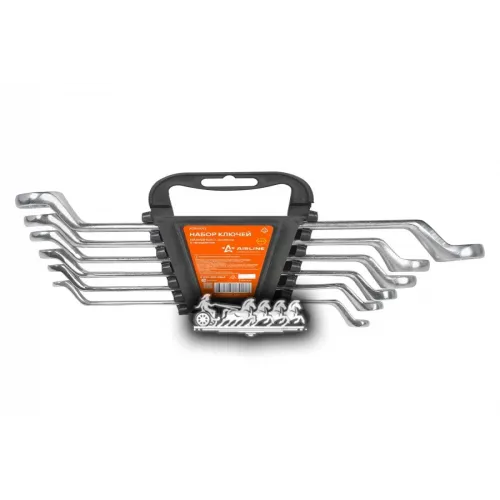 Набор Ключей Накидных С Изгибом 6 Предметов (6*7.8*9.10*11.12*13.14*15.17*19Мм) Пласт. Держатель AIRLINE 