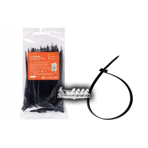 Стяжки (Хомуты) Кабельные 3,6*200 Мм, Пластиковые, Черные, 100 Шт. AIRLINE 