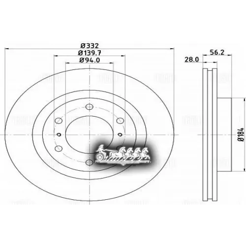Диск Торм. Для А/М Mitsubishi Pajero Iv (06-) Перед. D=332 (Df 117407) Trialli 