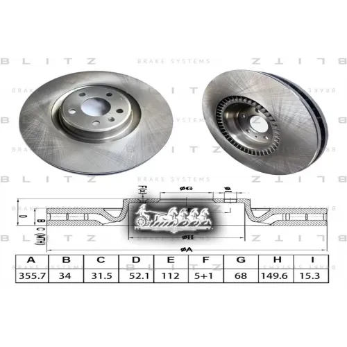 Диск Тормозной Audi A6/A7 Quattro 11- Передний Вент.d 356Мм. Blitz 