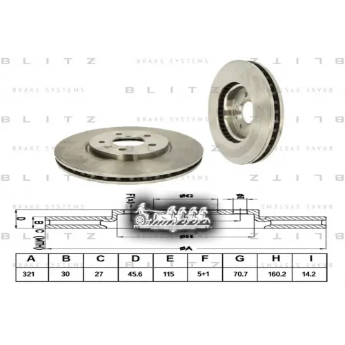Диск Тормозной Opel Astra/Zafira 11- Перед. Вент. Blitz 