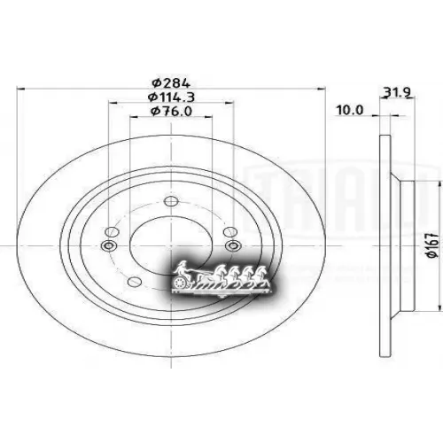 Диск Торм. Для А/М Kia Optima (15-)/Hyundai Creta (21-) 4Wd (Epb) Зад. D=284 (Окраш.) (Df 073113) Trialli 