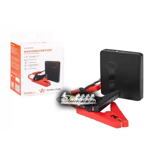 Аккумулятор Внешний Универсальный (Booster) 8000Мач Usb 5V/2A, Фонарь, Пуск Двс 350А AIRLINE 