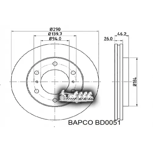 Диск Тормозной Mitsubishi Pajero 00- Перед. Вент. BAPCO 