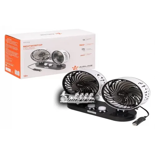 Вентилятор В Салон 2Х15см. 12В Раздельная Регулировка Пластик (Двойной) AIRLINE 