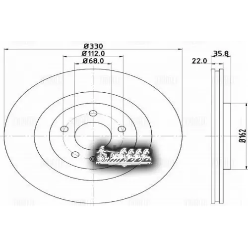Диск Торм. Для А/М Audi A4 (07-)/A5 (07-)/A6 (11-)/Porsche Macan (14-) Зад. D=330 (Df 180135) Trialli 