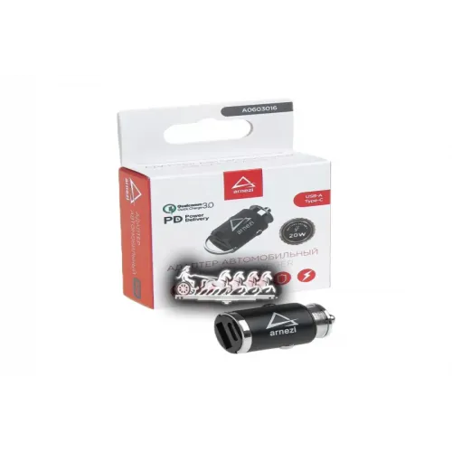 Адаптер Автомобильный 20W Usb-A (Qc3.0) + Type-С (Pd 3.0) 12-24V В Прикуриватель ARNEZI 
