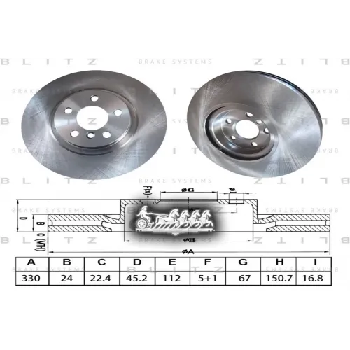 Диск Тормозной Bmw 1(F40)/ 2(F45/F46)/ X1(F48)/ X2(F39) 14- Blitz 